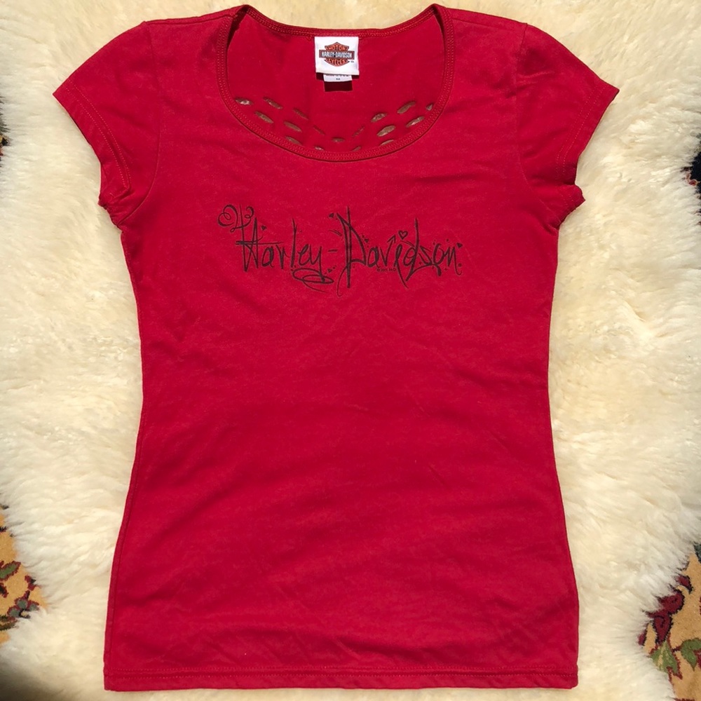 Harley Davidson red short sleeve t-shirt Nashua NH